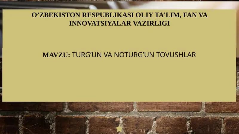 TURG’UN VA NOTURG’UN TOVUSHLAR
