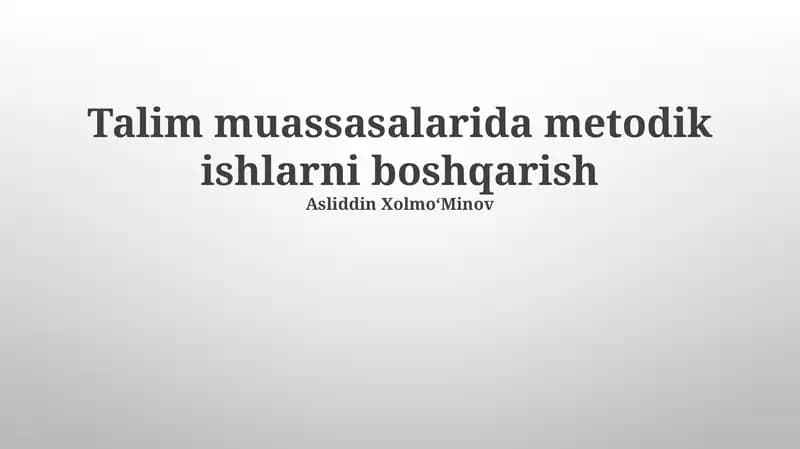Metodologik ishlar boshqarish