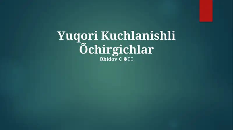 Yuqori Kuchlanishli Õchirgichlar