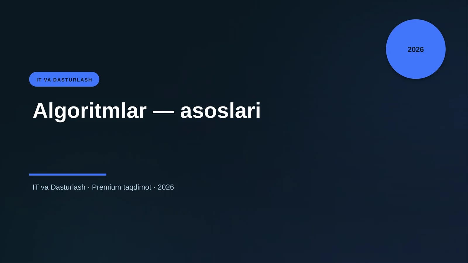 Algoritmlar — asoslari