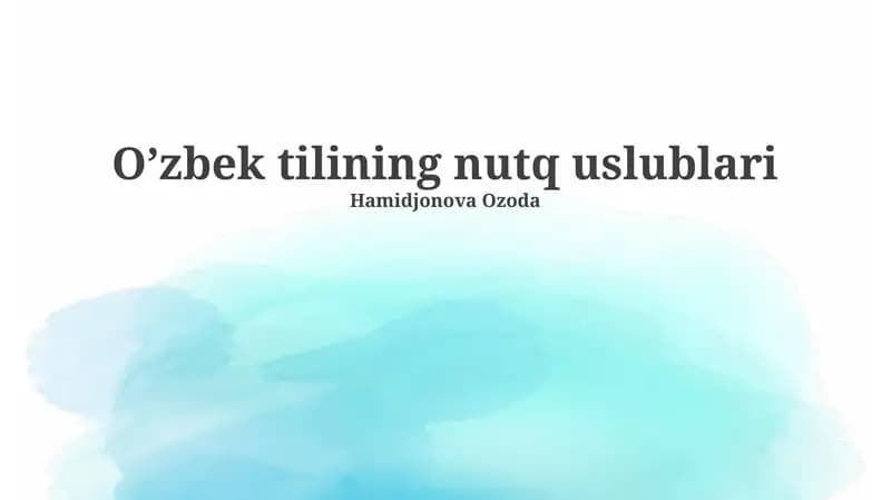 O’zbek tilining nutq uslublari