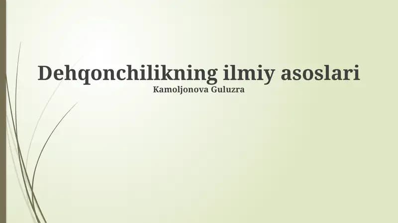 Dehqonchilikning ilmiy asoslari