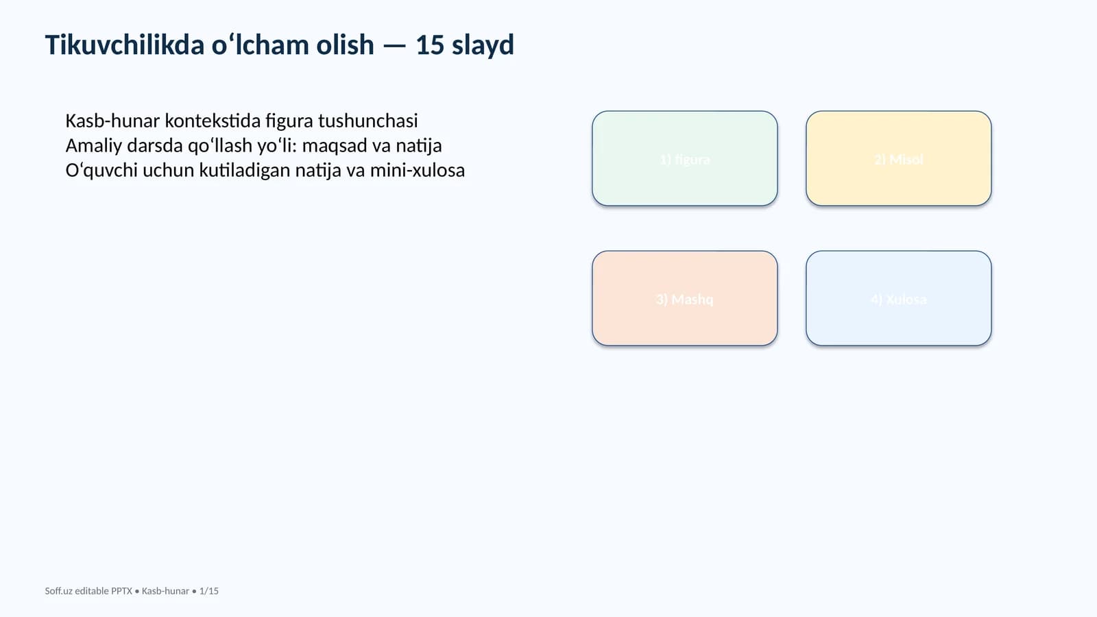 Tikuvchilikda o‘lcham olish — 15 slayd