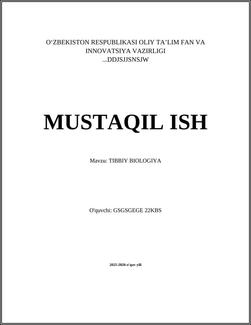 TIBBIY BIOLOGIYA