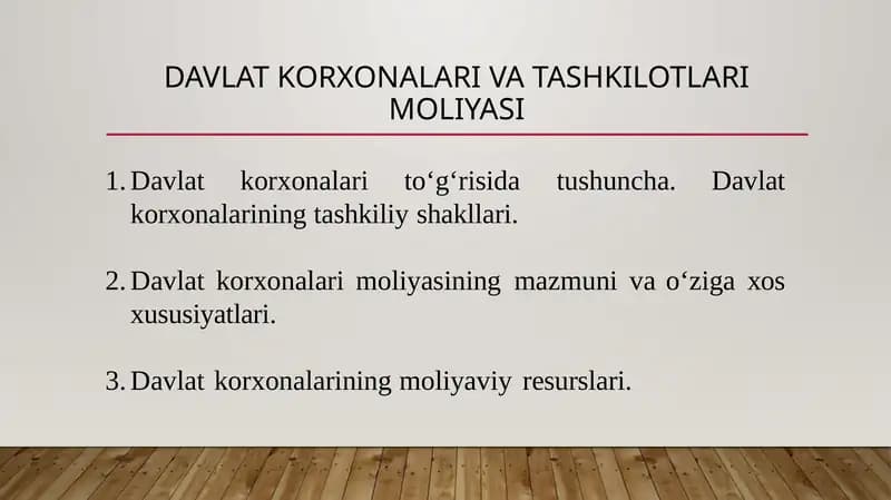 Davlat Korxonalari Va Tashkilotlarimoliyasi