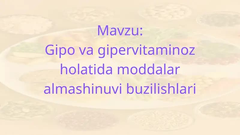 Vitaminlar biologik ahamiyati