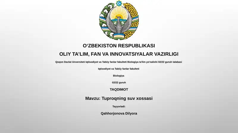 Tuproqning suv xossasi