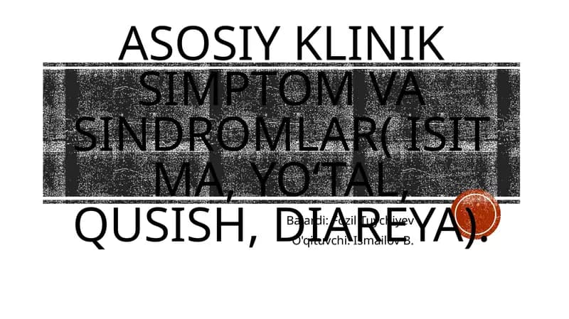 Klinik simptomlar va sindromlar