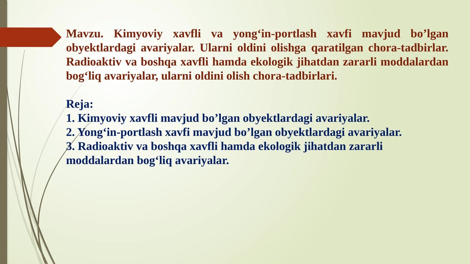 Kimyoviy xavfli ob'ektlardagi avariya