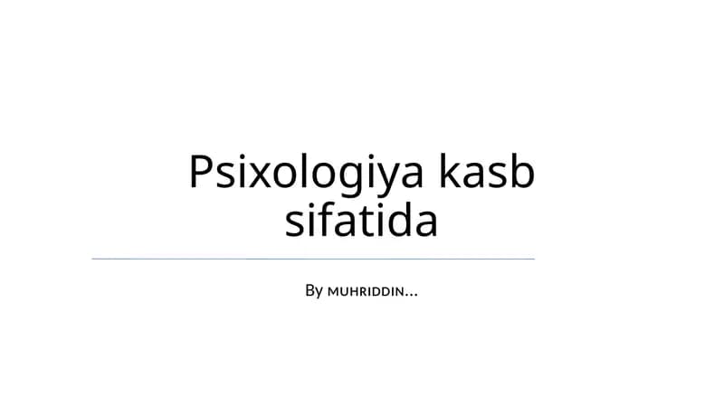Psixologiya kasb sifatida
