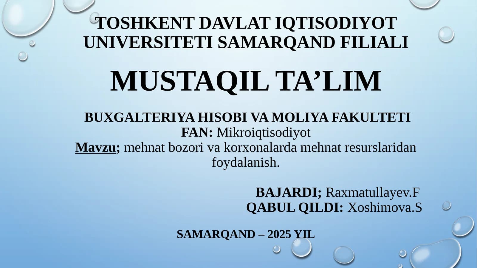 Mehnat bozoriva korxonalarda mehnat resurslaridan foydalanish