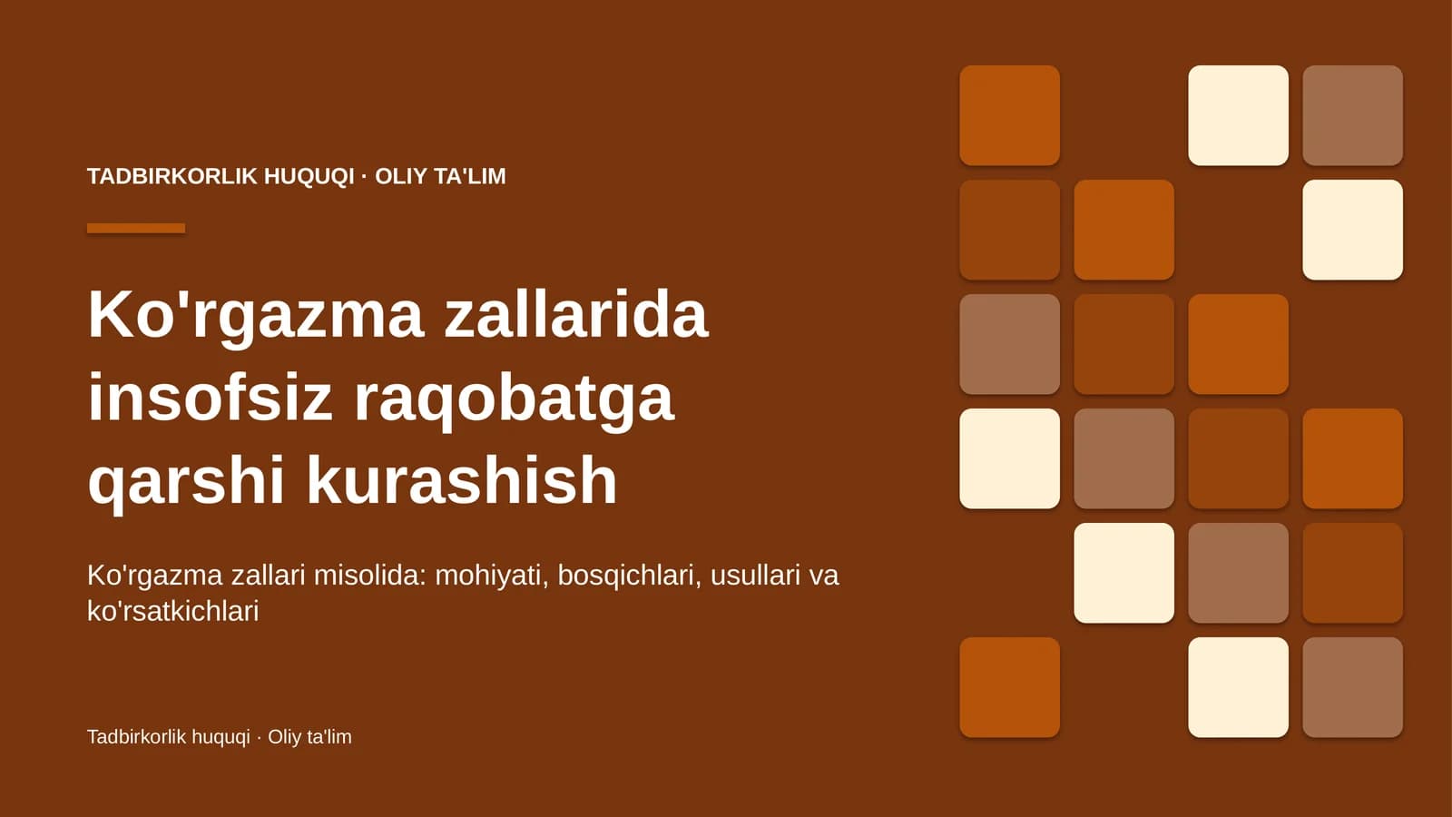 Ko'rgazma zallarida insofsiz raqobatga qarshi kurashish