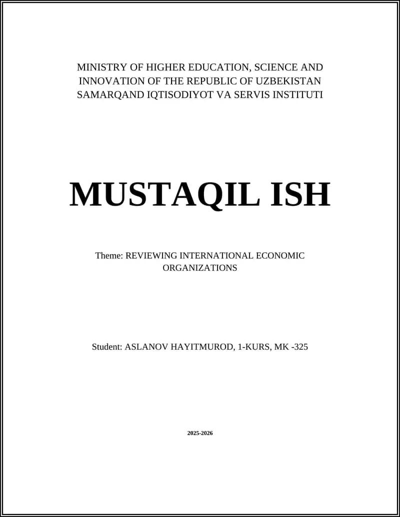 International Economic Organizations Review