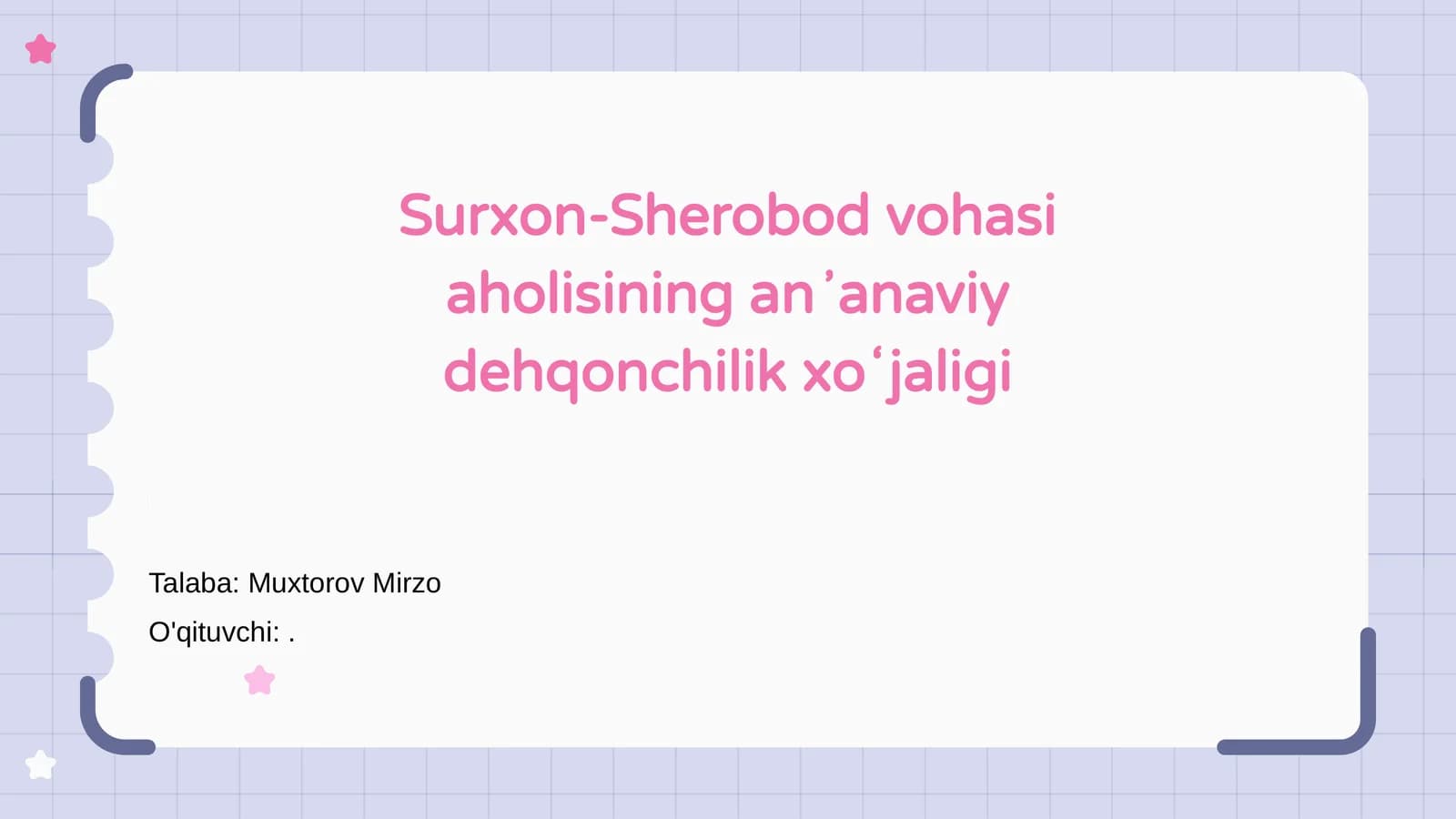 Surxon-Sherobod vohasi aholisining anʼanaviy dehqonchilik xoʻjaligi