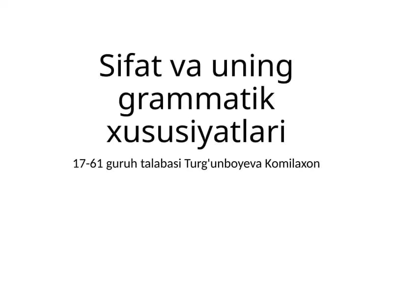 Sifat vauning grammatik xususiyatlari