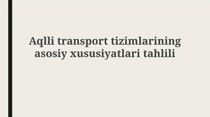 Aqlli transport tizimlari