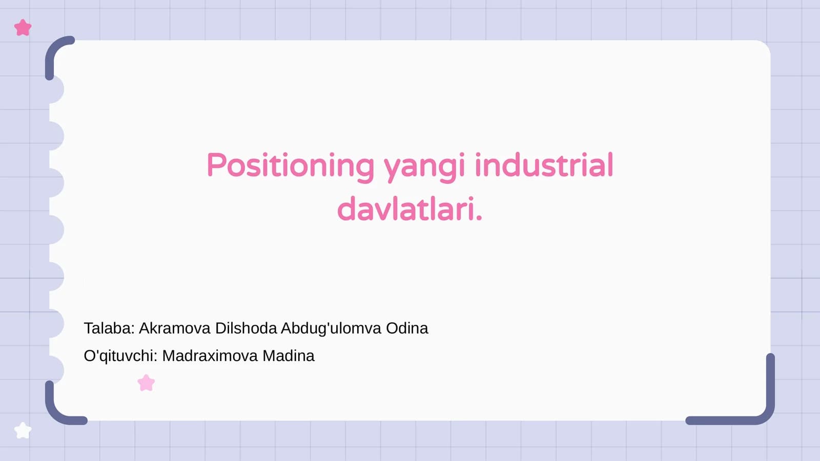 Positioning yangi industrial davlatlari