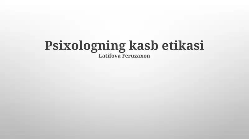Psixologning kasb etikasi
