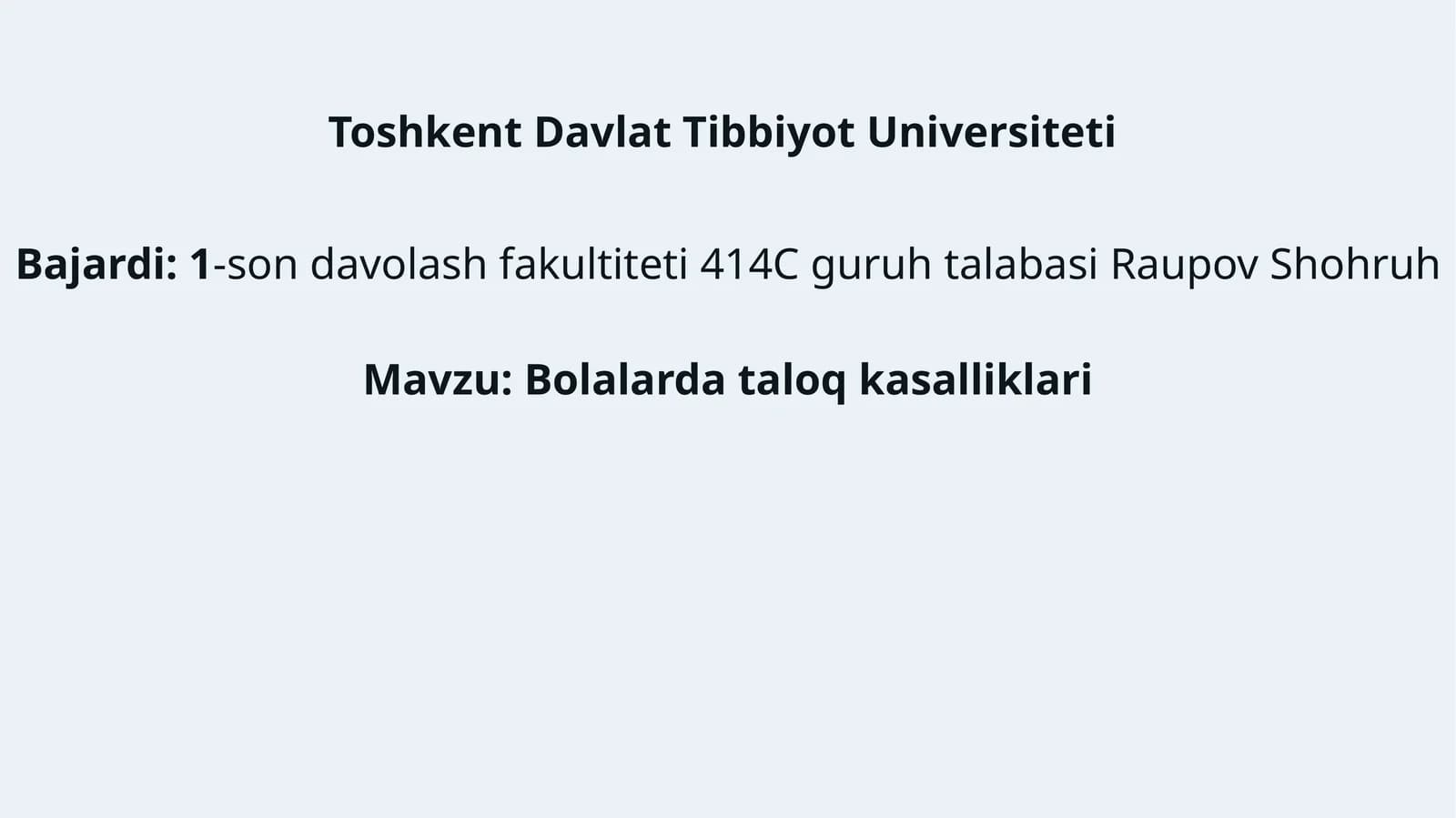 Bolalarda taloq kasalliklari