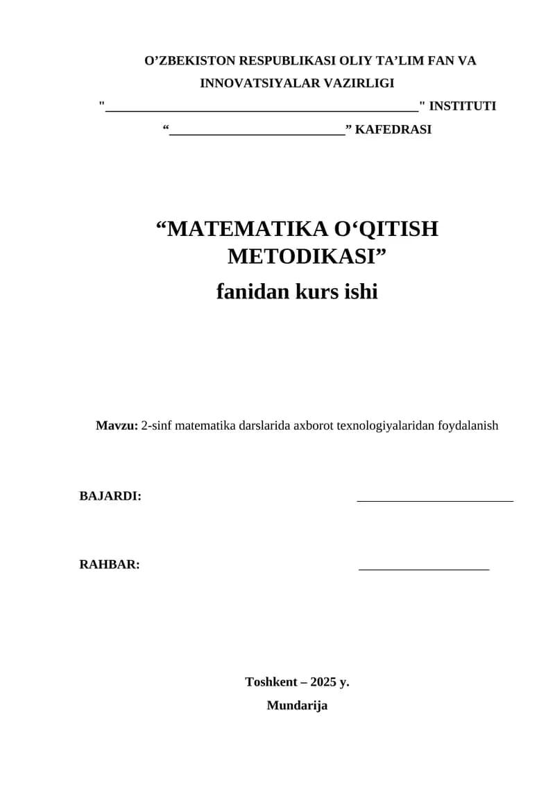 Matematika O‘qitish Metodikasi