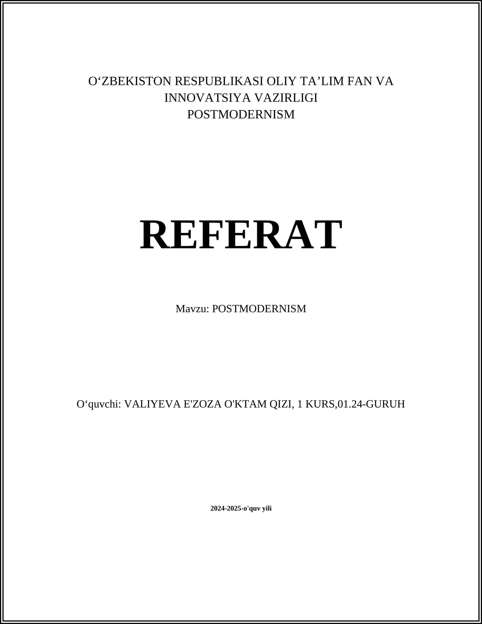 POSTMODERNIZM