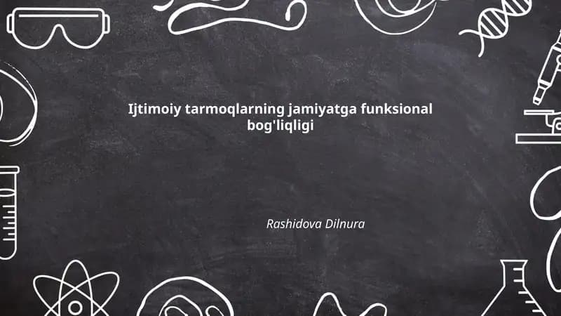 Ijtimoiy tarmoqlarning jamiyatga funksional bog'liqligi