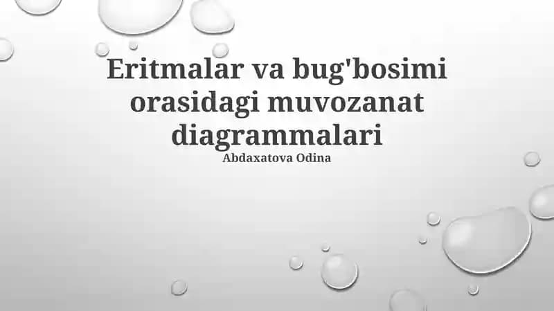 Eritmalar va bug'bosimi orasidagi muvozanat diagrammalari