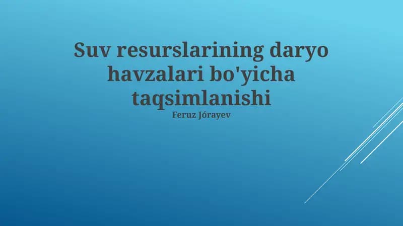 Suv Resurslarining Taqsimlanishi