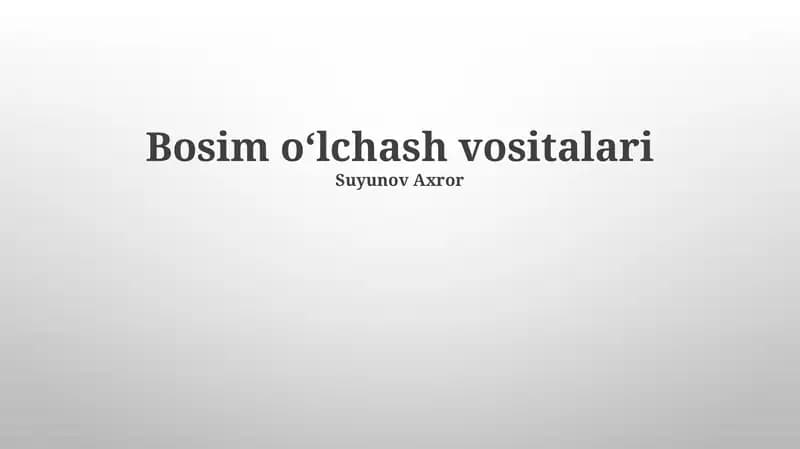 Bosim oʻlchash vositalari