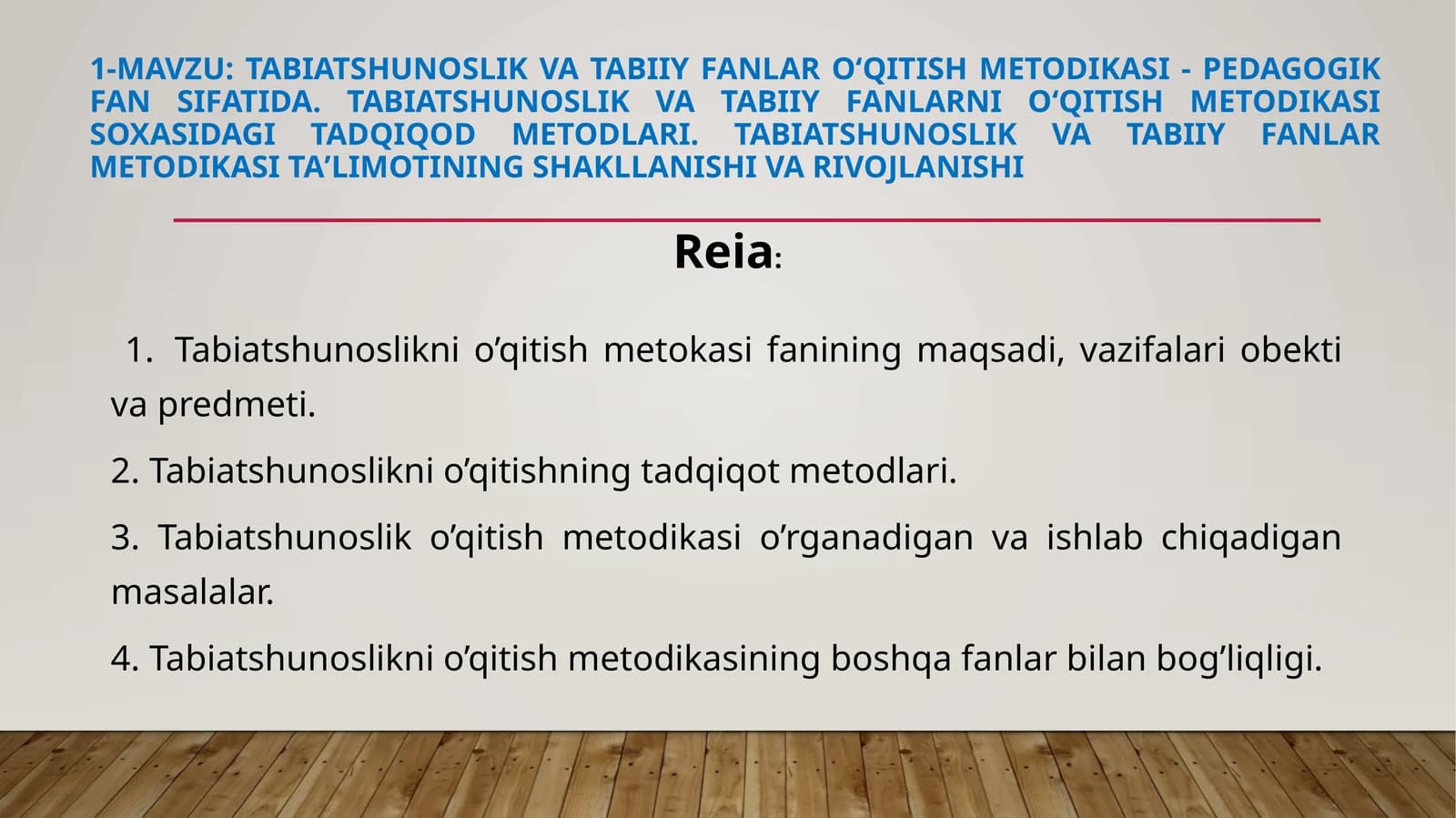 Tabiatshunoslik va tabiiy fanlar o‘qitish metodikasi