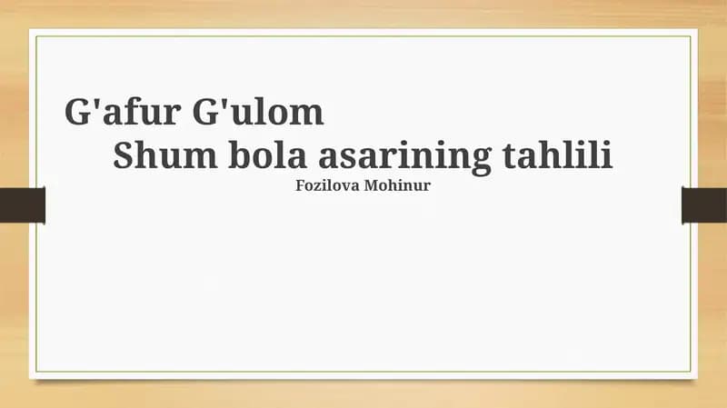 Shum bola asarining tahlili