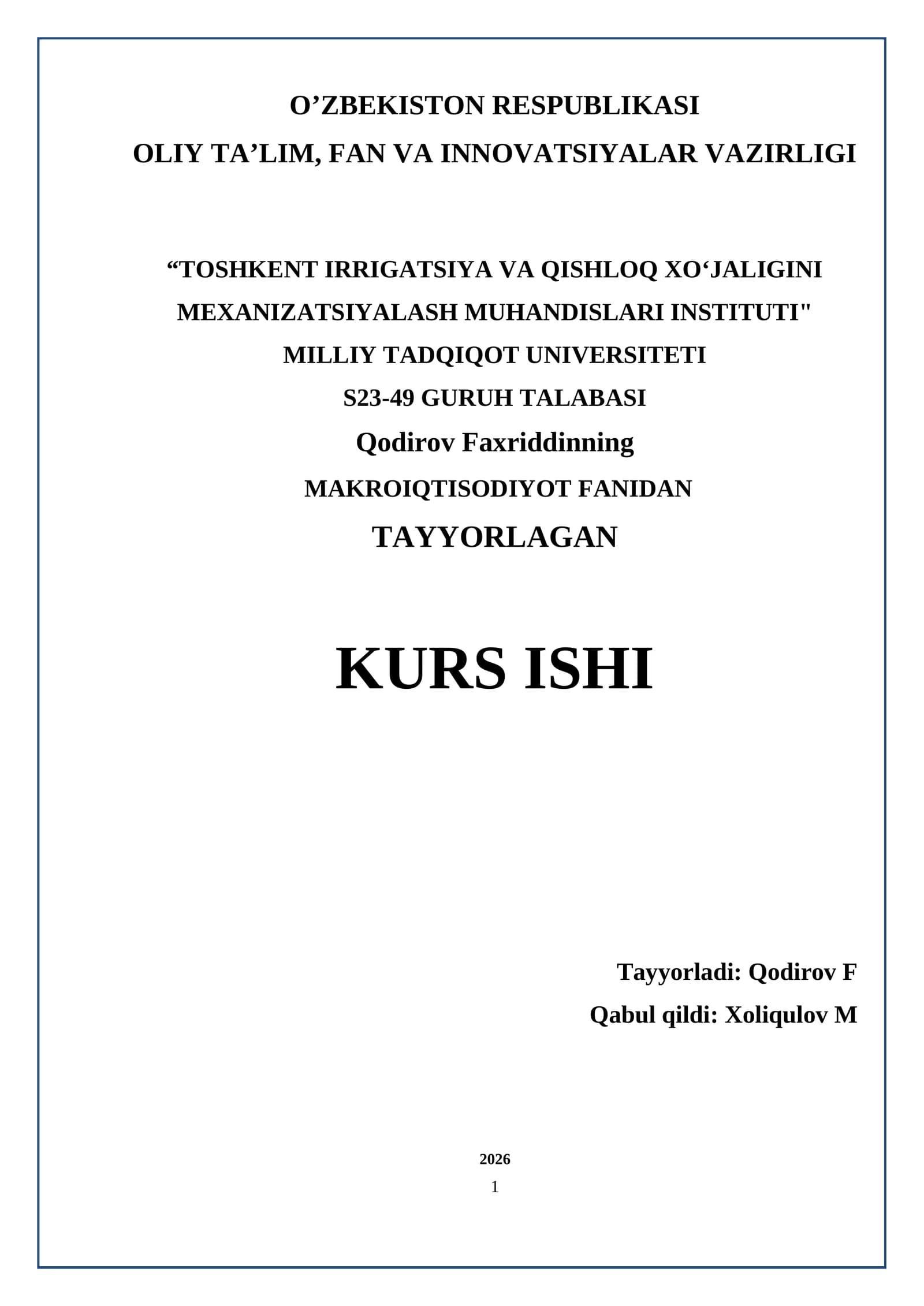 Iqtisodiy o’sishning R. Solou modeli