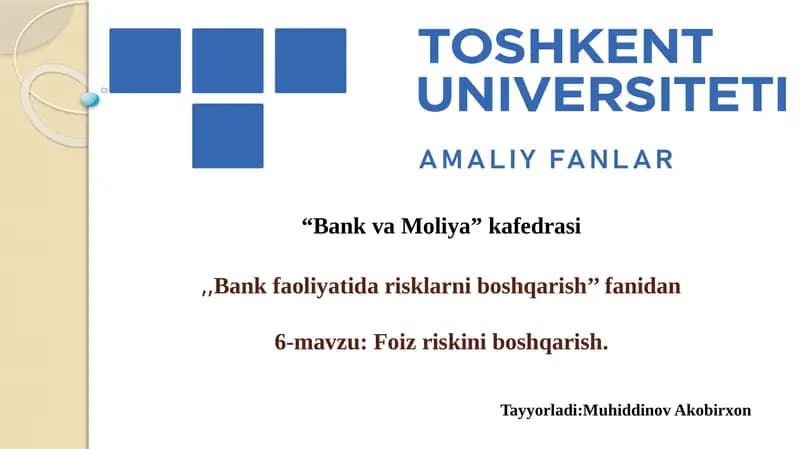 Foiz riskini boshqarish