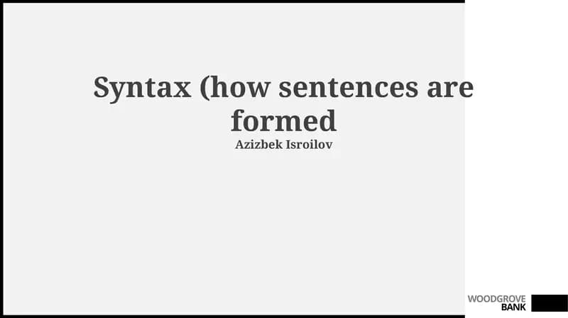 Fundamentals of Syntax