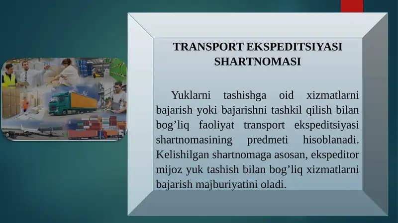 Transport Ekspeditsiyasi Shartnomasi