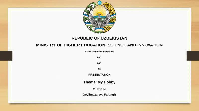 Presentation on My Hobby