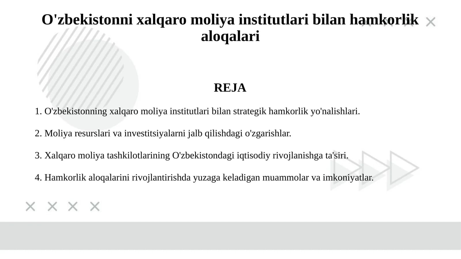 O'zbekistonni xalqaro moliya institutlari bilan hamkorlik aloqalari