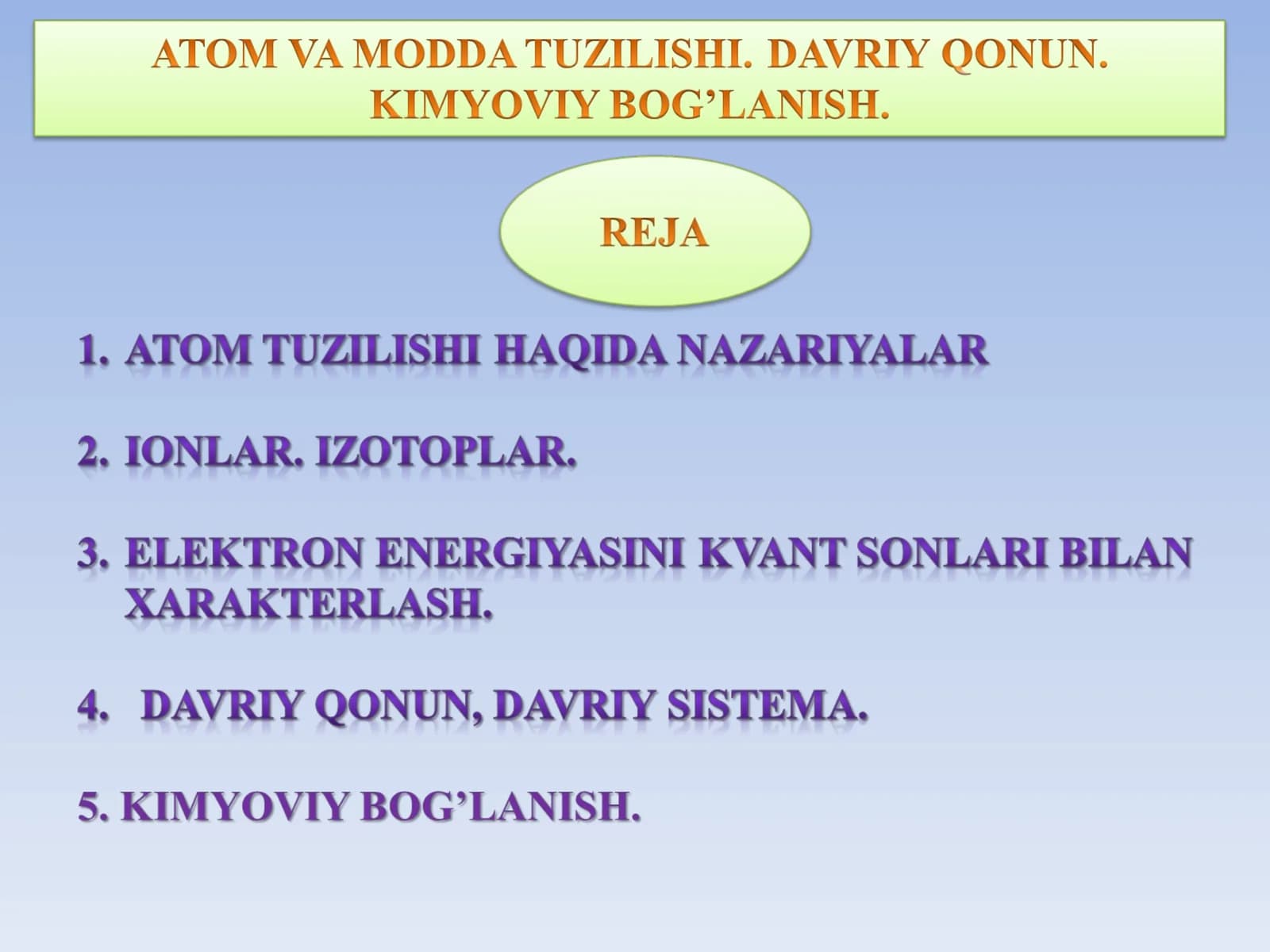 ATOM TUZILISHI HAQIDA NAZARIYALAR