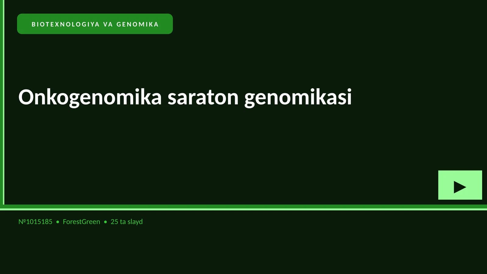 BIOTEXNOLOGIYA VA GENOMIKA