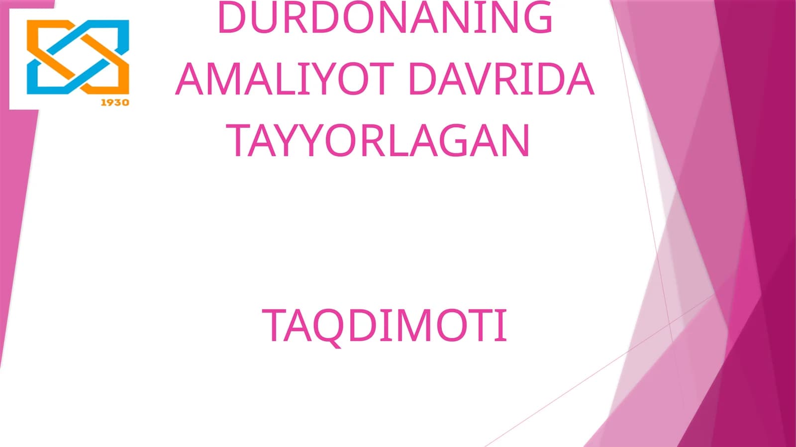 BUXORO DAVLATTABIIY FANLAR VA AGROBIOTEXNOLOGIYA FAKULTETI2.2 EKO-21BAXSHULLAYEVA DURDONANINGAMALIYOT DAVRIDA TAYYORLAGANTAQDIMOTI