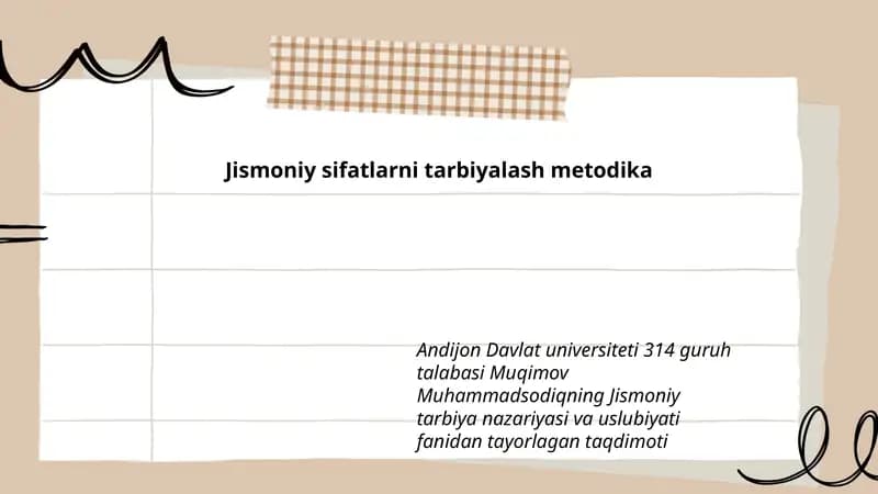 Jismoniy sifatlarni tarbiyalash metodika