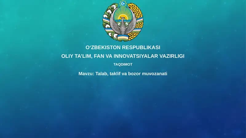 Talab, Taklif va Bozor Muvozanati