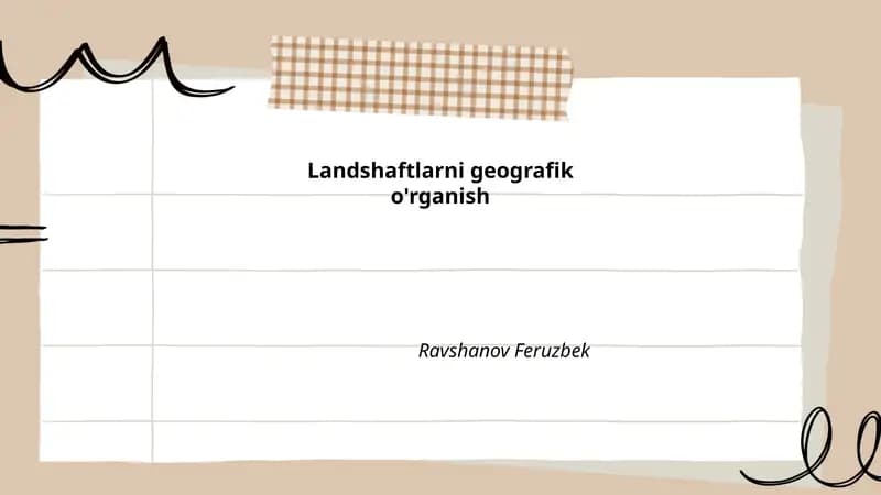Landshaftlarni Geografik O'rganish