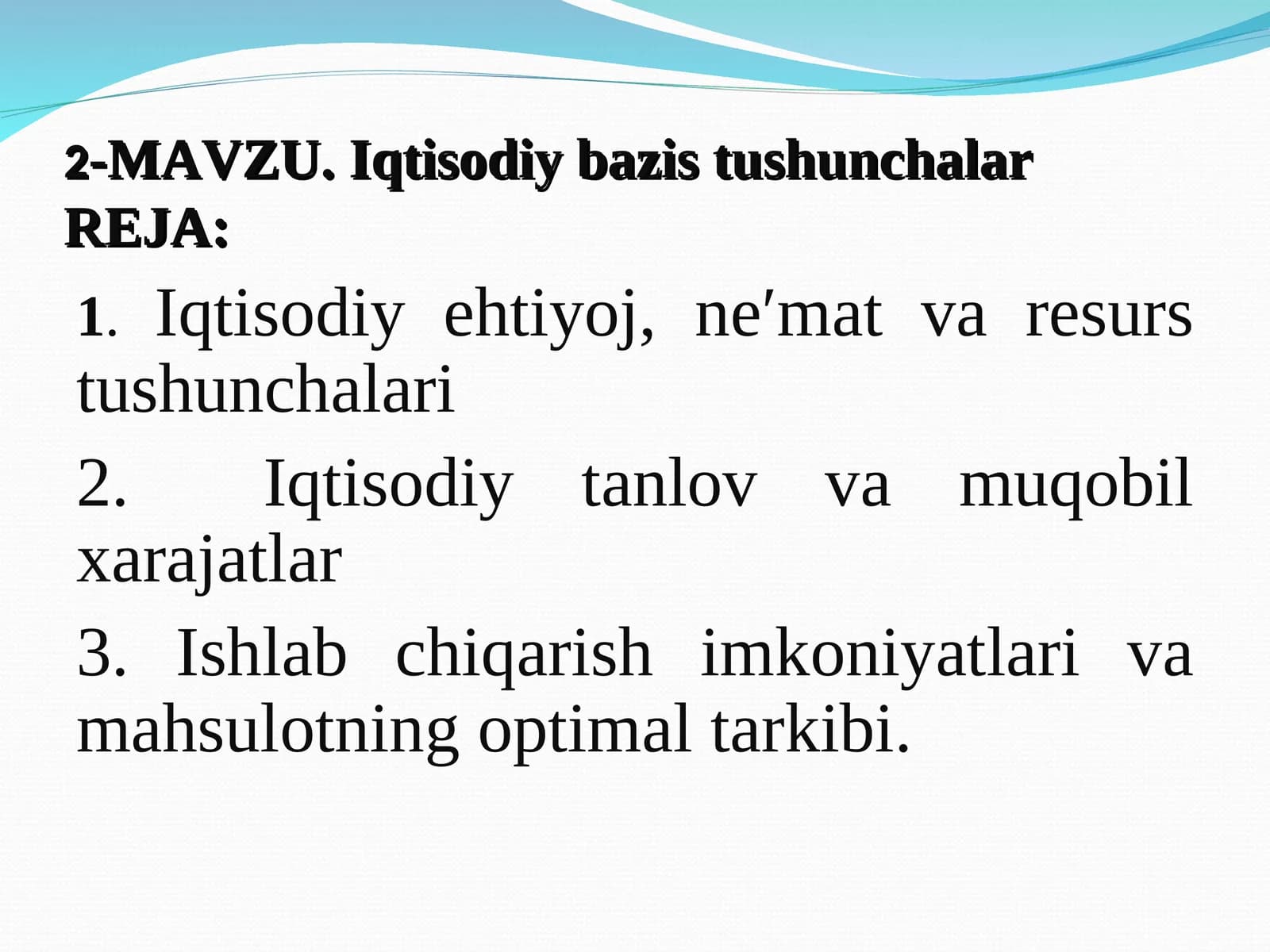 Iqtisodiy bazis tushunchalar