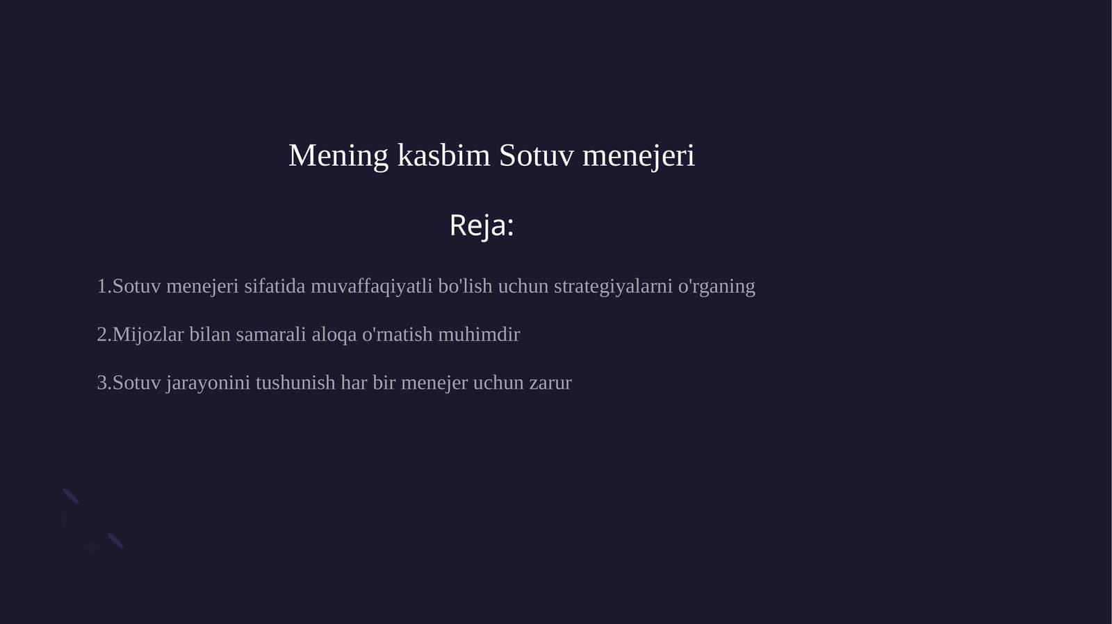 Mening kasbim Sotuv menejeri