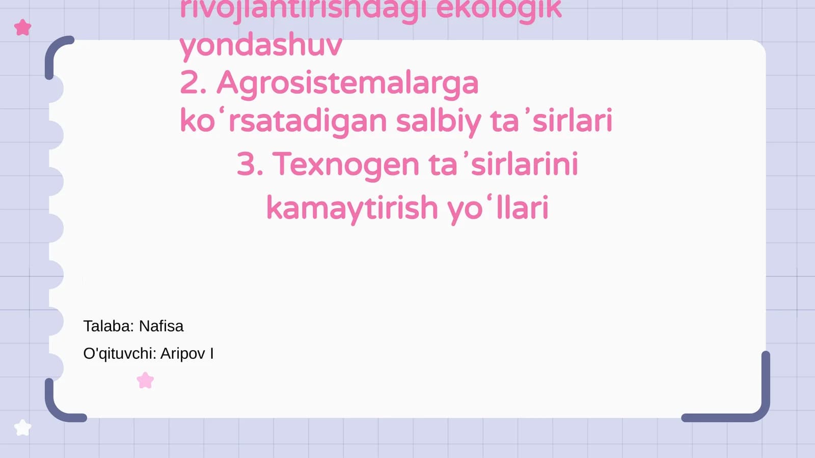 Texnogen omillarning agrosistemalar holatiga salbiy taʼsiri