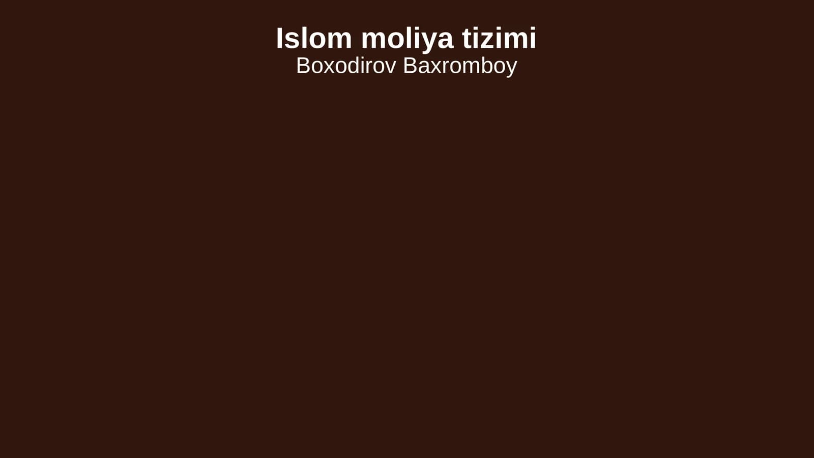 Islom moliya tizimi