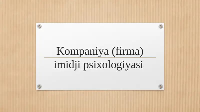 Kompaniya (firma) imidji psixologiyasi