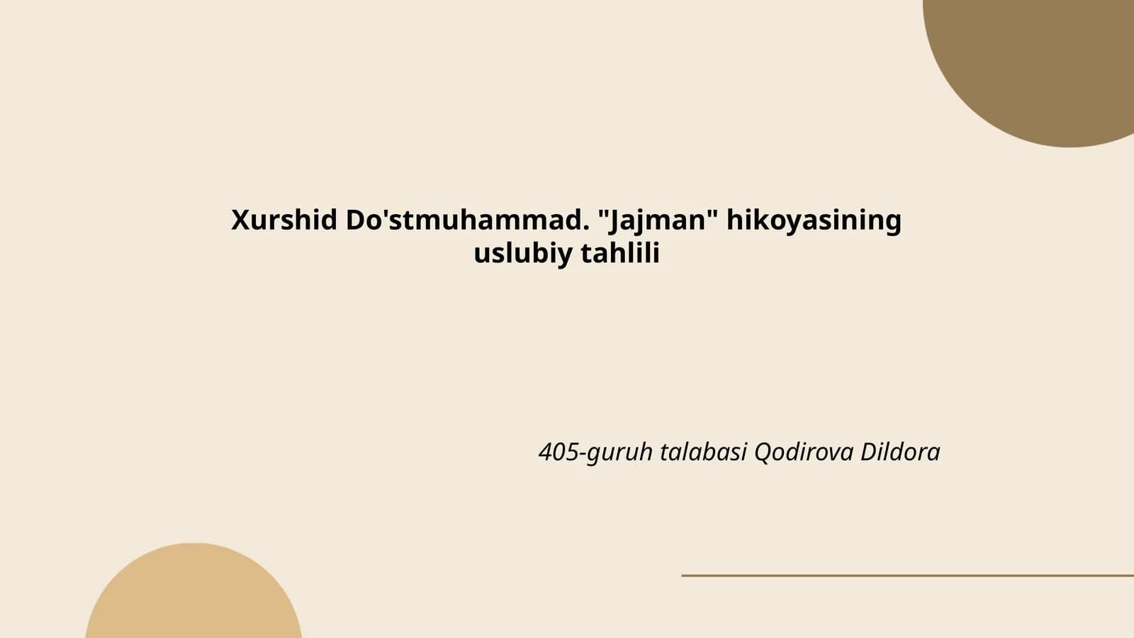 Jajman hikoyasining mavzusi