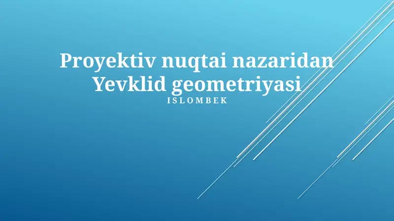 Proyektiv nuqtai nazaridan Yevklid geometriyasi